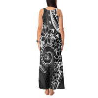 Polynesian Pattern With Plumeria Flowers Tank Maxi Dress Black LT05 - Polynesian Pride