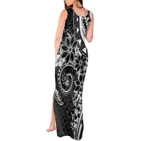 Polynesian Pattern With Plumeria Flowers Tank Maxi Dress Black LT05 - Polynesian Pride