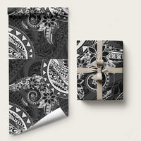 Polynesian Pattern With Plumeria Flowers Wrapping Paper Black LT05 58" × 23" Black - Polynesian Pride