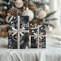 Polynesian Pattern With Plumeria Flowers Wrapping Paper Black LT05 - Polynesian Pride