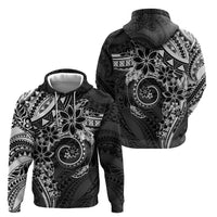 Polynesian Pattern With Plumeria Flowers Zip Hoodie Black