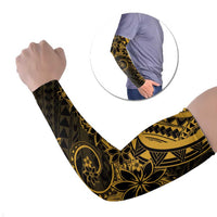 Polynesian Sunset Plumeria Arm Sleeves Gold Polynesian Tattoo LT05 Set of 2 Gold - Polynesian Pride