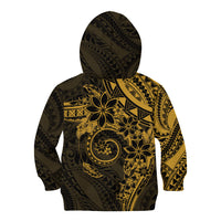 Polynesian Sunset Plumeria Kid Hoodie Gold Polynesian Tattoo