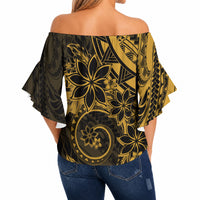 Polynesian Sunset Plumeria Off Shoulder Wrap Waist Top Gold Polynesian Tattoo LT05 - Polynesian Pride
