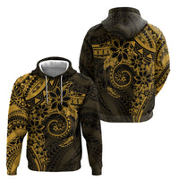 Polynesian Sunset Plumeria Zip Hoodie Gold Polynesian Tattoo