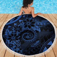 Polynesian Sunset Plumeria Beach Blanket Navy Polynesian Tattoo LT05 - Polynesian Pride