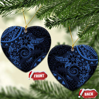 Polynesian Sunset Plumeria Ceramic Ornament Navy Polynesian Tattoo LT05 Heart Navy - Polynesian Pride