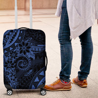 Polynesian Sunset Plumeria Luggage Cover Navy Polynesian Tattoo