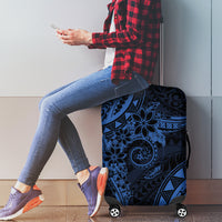 Polynesian Sunset Plumeria Luggage Cover Navy Polynesian Tattoo
