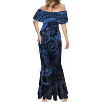 Polynesian Sunset Plumeria Mermaid Dress Navy Polynesian Tattoo LT05 - Polynesian Pride