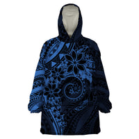 Polynesian Sunset Plumeria Wearable Blanket Hoodie Navy Polynesian Tattoo LT05 One Size Navy - Polynesian Pride
