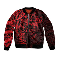 Polynesian Sunset Plumeria Bomber Jacket Red Polynesian Tattoo LT05 Unisex Red - Polynesian Pride