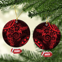 Polynesian Sunset Plumeria Ceramic Ornament Red Polynesian Tattoo LT05 Circle Red - Polynesian Pride