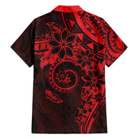 Polynesian Sunset Plumeria Family Matching Off Shoulder Short Dress and Hawaiian Shirt Red Polynesian Tattoo