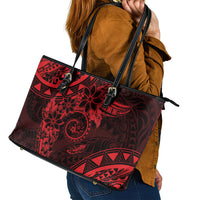 Polynesian Sunset Plumeria Leather Tote Bag Red Polynesian Tattoo LT05 - Polynesian Pride