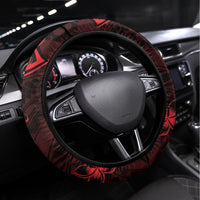 Polynesian Sunset Plumeria Steering Wheel Cover Red Polynesian Tattoo LT05 Universal Fit Red - Polynesian Pride