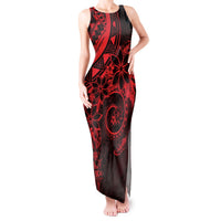 Polynesian Sunset Plumeria Tank Maxi Dress Red Polynesian Tattoo LT05 Women Red - Polynesian Pride