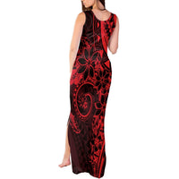 Polynesian Sunset Plumeria Tank Maxi Dress Red Polynesian Tattoo LT05 - Polynesian Pride