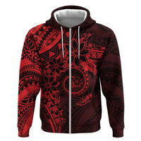 Polynesian Sunset Plumeria Zip Hoodie Red Polynesian Tattoo