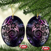 Polynesian Sunset Plumeria Ceramic Ornament Galaxy Polynesian Tattoo LT05 Oval Galaxy - Polynesian Pride