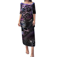 Polynesian Sunset Plumeria Family Matching Puletasi and Hawaiian Shirt Galaxy Polynesian Tattoo