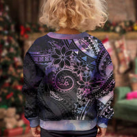 Polynesian Sunset Plumeria Kid Ugly Christmas Sweater Galaxy Polynesian Tattoo