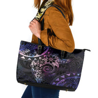 Polynesian Sunset Plumeria Leather Tote Bag Galaxy Polynesian Tattoo LT05 Galaxy - Polynesian Pride