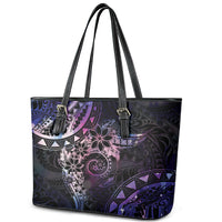 Polynesian Sunset Plumeria Leather Tote Bag Galaxy Polynesian Tattoo LT05 - Polynesian Pride
