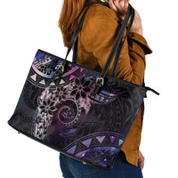 Polynesian Sunset Plumeria Leather Tote Bag Galaxy Polynesian Tattoo LT05 - Polynesian Pride