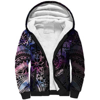 Polynesian Sunset Plumeria Sherpa Hoodie Galaxy Polynesian Tattoo LT05 Unisex Galaxy - Polynesian Pride