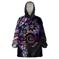 Polynesian Sunset Plumeria Wearable Blanket Hoodie Galaxy Polynesian Tattoo LT05 One Size Galaxy - Polynesian Pride