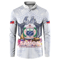 Samoa Independence Day Button Sweatshirt Samoa United For A New Beginning LT05 White - Polynesian Pride