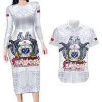 Samoa Independence Day Couples Matching Long Sleeve Bodycon Dress and Hawaiian Shirt Samoa United For A New Beginning LT05 White - Polynesian Pride
