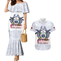 Samoa Independence Day Couples Matching Mermaid Dress and Hawaiian Shirt Samoa United For A New Beginning LT05 White - Polynesian Pride