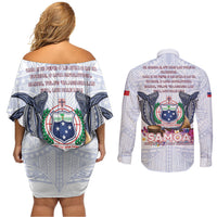 Samoa Independence Day Couples Matching Off Shoulder Short Dress and Long Sleeve Button Shirt Samoa United For A New Beginning LT05 - Polynesian Pride