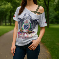 Samoa Independence Day Cross Shoulder Shirt Samoa United For A New Beginning LT05 - Polynesian Pride