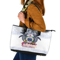Samoa Independence Day Leather Tote Bag Samoa United For A New Beginning LT05 White - Polynesian Pride