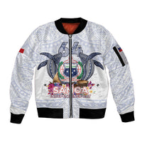 Samoa Independence Day Sleeve Zip Bomber Jacket Samoa United For A New Beginning LT05 Unisex White - Polynesian Pride