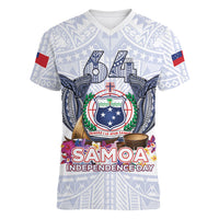 Samoa Independence Day Women V-Neck T-Shirt Samoa United For A New Beginning LT05 Female White - Polynesian Pride