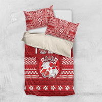 Tonga King Tupou VI Day Bedding Set Traditional Tongan Kupesi Pattern LT05 US Twin 172cm x 218cm Red - Polynesian Pride