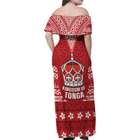 Tonga King Tupou VI Day Family Matching Off Shoulder Maxi Dress and Hawaiian Shirt Traditional Tongan Kupesi Pattern