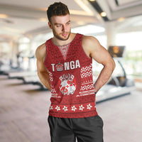 Tonga King Tupou VI Day Men Tank Top Traditional Tongan Kupesi Pattern LT05 Red - Polynesian Pride