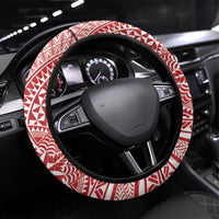 Tonga King Tupou VI Day Steering Wheel Cover Traditional Tongan Kupesi Pattern LT05 Universal Fit Red - Polynesian Pride