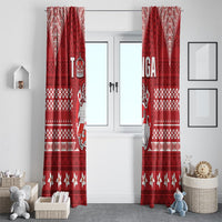 Tonga King Tupou VI Day Window Curtain Traditional Tongan Kupesi Pattern LT05 - Polynesian Pride