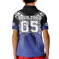 Custom Fiji Drua Kid Polo Shirt Fijian Tapa Pattern