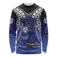 Custom Fiji Drua Long Sleeve Shirt Fijian Tapa Pattern