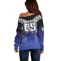 Custom Fiji Drua Off Shoulder Sweater Fijian Tapa Pattern