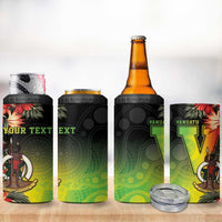 Aboriginal Dot Art Vanuatu Personalised 4 in 1 Can Cooler Tumbler Tropical Flowers