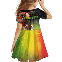 Aboriginal Dot Art Vanuatu Personalised Family Matching Off Shoulder Short Dress and Hawaiian Shirt Tropical Flowers