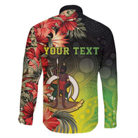 Aboriginal Dot Art Vanuatu Personalised Family Matching Tank Maxi Dress and Hawaiian Shirt Tropical Flowers